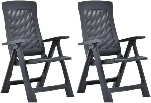 Alt view image 7 of 16 - vidaXL Outdoor Recliner Chairs 2 Pcs Patio Reclining Chair Plastic Anthracite