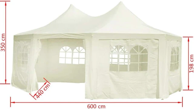 Alt view image 8 of 8 - vidaXL Octagonal Party Tent Cream White 20' x 15' x 12'