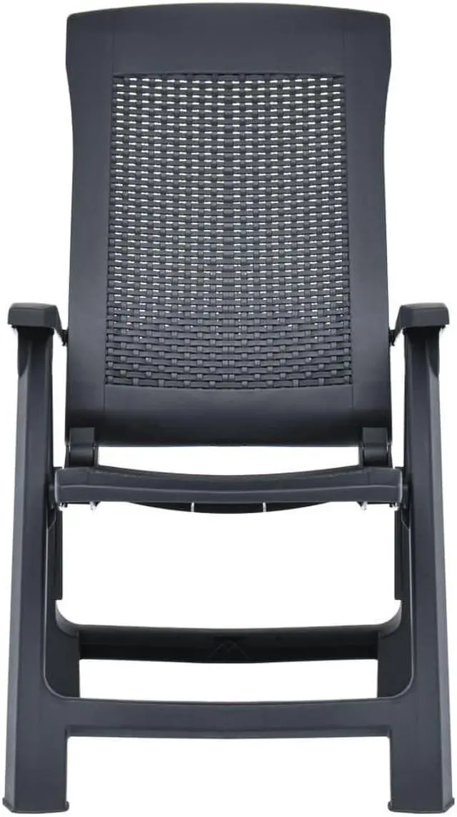 Alt view image 9 of 16 - vidaXL Outdoor Recliner Chairs 2 Pcs Patio Reclining Chair Plastic Anthracite