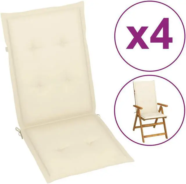 Main image of vidaXL Chair Cushion 4 Pcs Outdoor Garden High Back Chair Cushion Gray Fabric