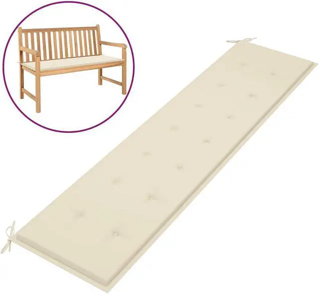 Alt view image 6 of 19 - vidaXL Garden Bench Cushion Cream 200x50x4 cm Oxford Fabric