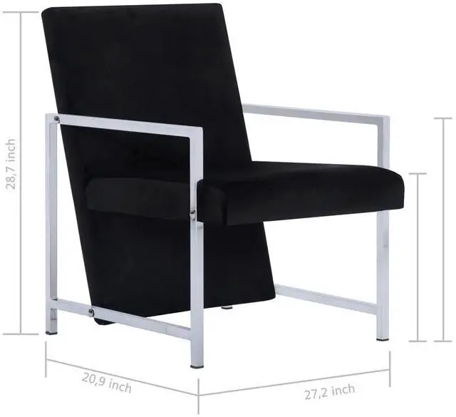 Alt view image 11 of 14 - vidaXL Armchair with Chrome Feet Black Velvet