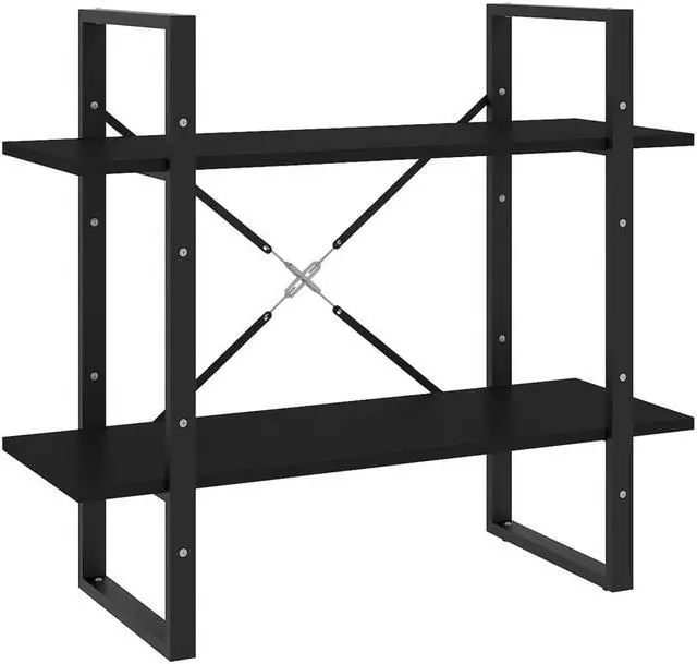 Alt view image 13 of 18 - vidaXL Bookshelf 2-Tier Book Cabinet Rack for Living Room Black Engineered Wood