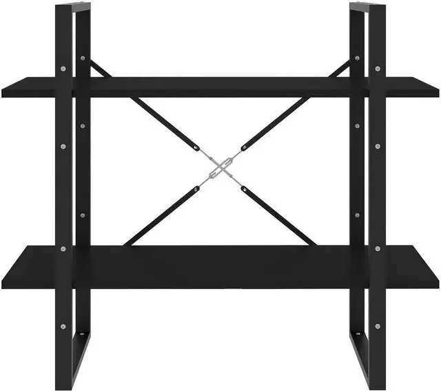 Alt view image 15 of 18 - vidaXL Bookshelf 2-Tier Book Cabinet Rack for Living Room Black Engineered Wood