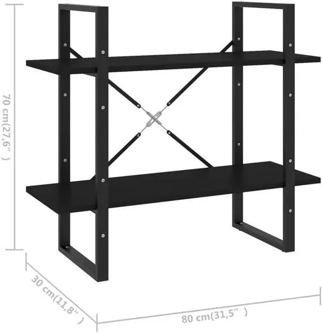 Alt view image 4 of 18 - vidaXL Bookshelf 2-Tier Book Cabinet Rack for Living Room Black Engineered Wood