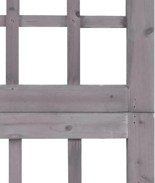 Alt view image 3 of 13 - vidaXL 4-Panel Room Divider/Trellis Solid Fir Wood Gray 63.4"x70.9"