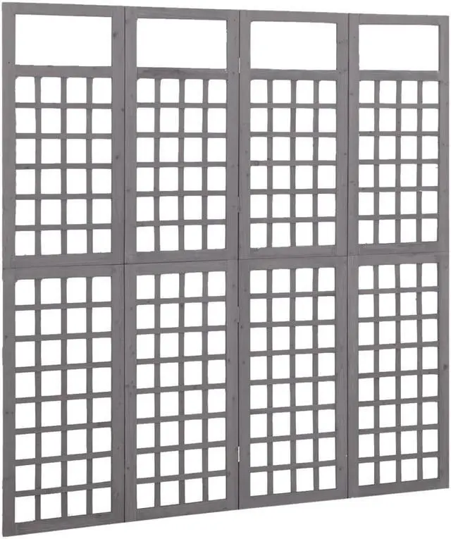 Main image of vidaXL 4-Panel Room Divider/Trellis Solid Fir Wood Gray 63.4"x70.9"