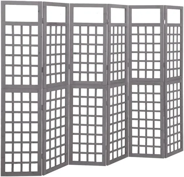 Main image of vidaXL 6-Panel Room Divider/Trellis Solid Fir Wood Gray 95.5"x70.9"