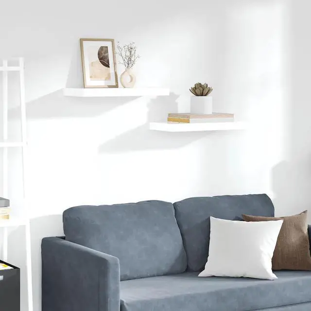 Alt view image 17 of 17 - vidaXL Floating Wall Shelves 2 pcs High Gloss White 19.7"x9.1"x1.5" MDF