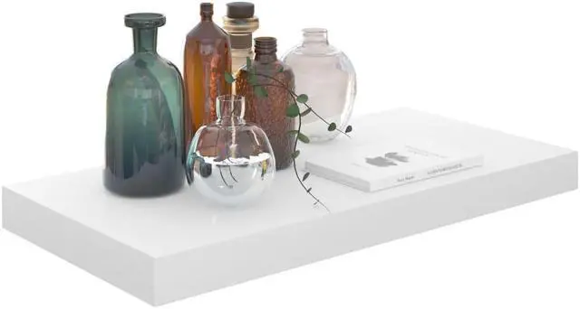 Alt view image 8 of 17 - vidaXL Floating Wall Shelves 2 pcs High Gloss White 19.7"x9.1"x1.5" MDF