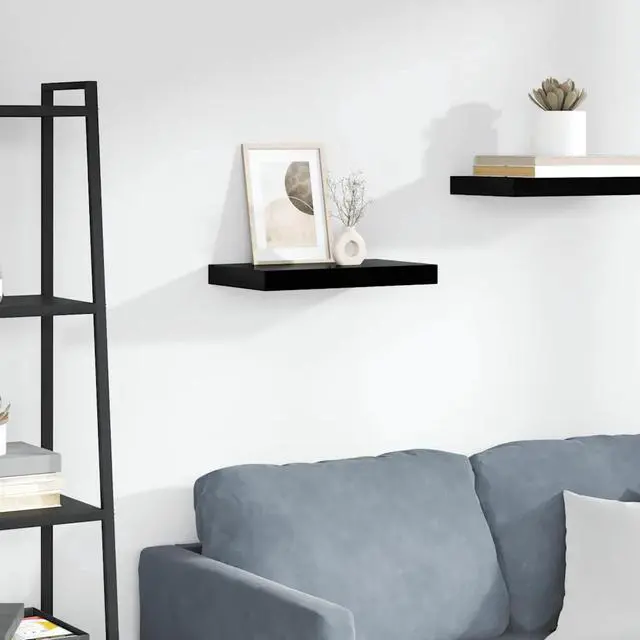 Alt view image 13 of 17 - vidaXL Floating Wall Shelf High Gloss Black 15.7"x9.1"x1.5" MDF