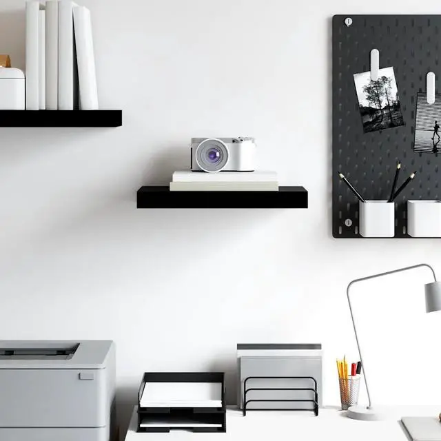 Alt view image 15 of 17 - vidaXL Floating Wall Shelf High Gloss Black 15.7"x9.1"x1.5" MDF