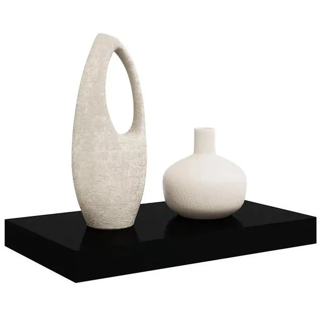 Alt view image 17 of 17 - vidaXL Floating Wall Shelf High Gloss Black 15.7"x9.1"x1.5" MDF
