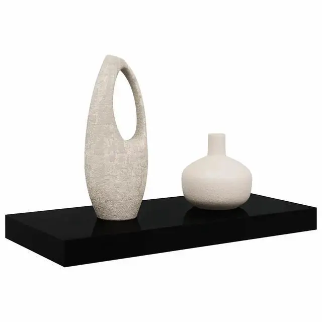 Alt view image 15 of 15 - vidaXL Floating Wall Shelf High Gloss Black 19.7"x9.1"x1.5" MDF