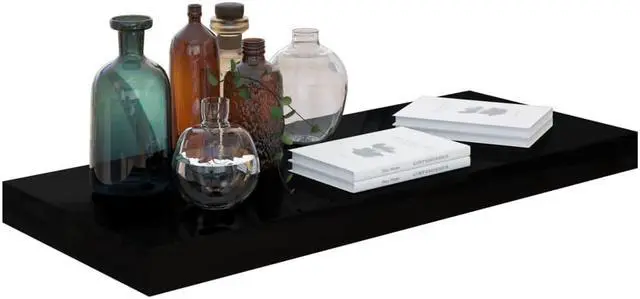 Alt view image 10 of 12 - vidaXL 4x Floating Wall Shelves High Gloss Black 23.6"x9.3" MDF Wall Ledge