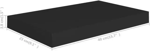 Alt view image 11 of 11 - vidaXL Floating Wall Shelf Black 15.7"x9.1"x1.5" MDF