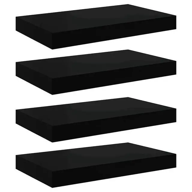 Alt view image 11 of 11 - vidaXL 4x Floating Wall Shelves Black 15.7"x9.1" MDF Wall Ledge Hanging Rack