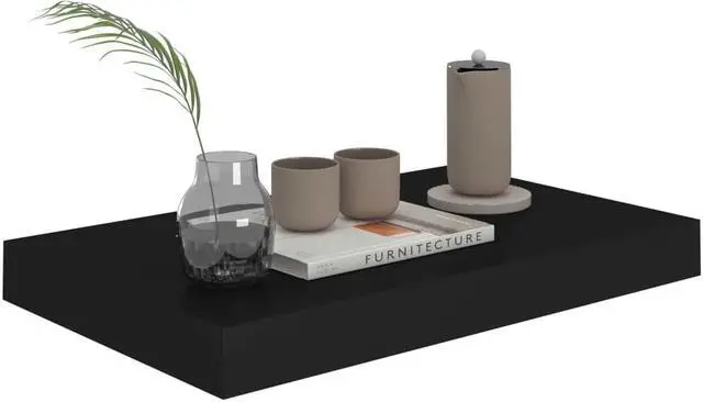 Alt view image 7 of 11 - vidaXL 4x Floating Wall Shelves Black 15.7"x9.1" MDF Wall Ledge Hanging Rack