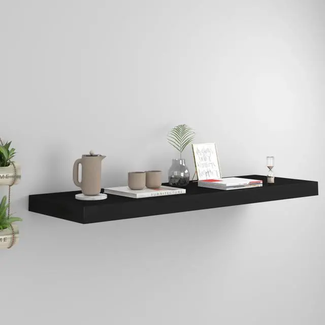 Main image of vidaXL Floating Wall Shelf Black 31.5"x9.3"x1.5" MDF