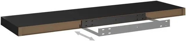 Alt view image 9 of 9 - vidaXL Floating Wall Shelf Black 35.4"x9.3"x1.5" MDF
