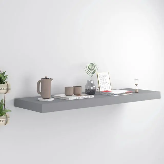 Main image of vidaXL Floating Wall Shelf Gray 31.5"x9.3"x1.5" MDF