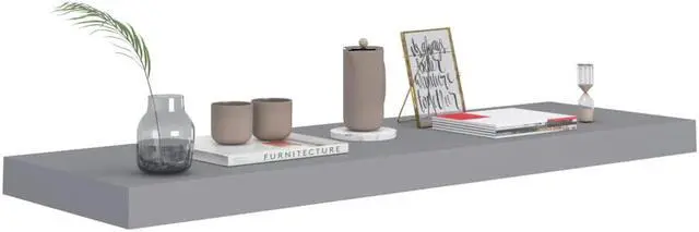 Alt view image 3 of 11 - vidaXL Floating Wall Shelf Gray 31.5"x9.3"x1.5" MDF