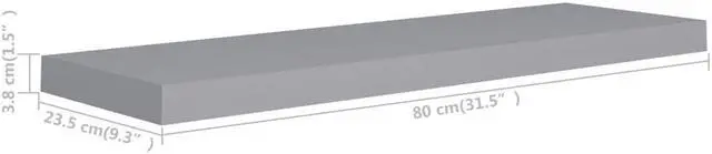 Alt view image 9 of 11 - vidaXL Floating Wall Shelf Gray 31.5"x9.3"x1.5" MDF