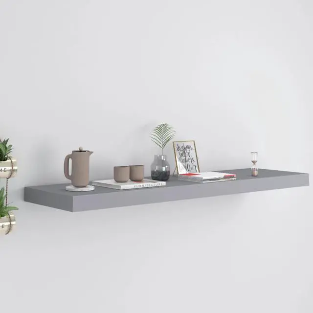 Main image of vidaXL Floating Wall Shelf Gray 35.4"x9.3"x1.5" MDF