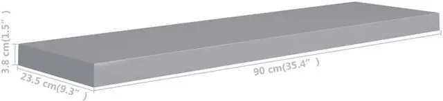 Alt view image 9 of 11 - vidaXL Floating Wall Shelf Gray 35.4"x9.3"x1.5" MDF