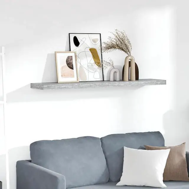 Alt view image 15 of 19 - vidaXL Floating Wall Shelf Concrete Gray MDF Hanging Storage Display Organizer