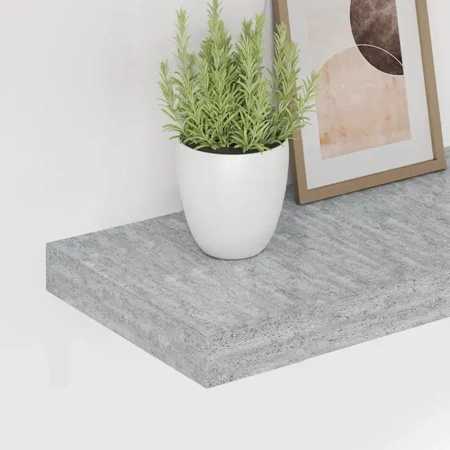 Alt view image 16 of 19 - vidaXL Floating Wall Shelf Concrete Gray MDF Hanging Storage Display Organizer