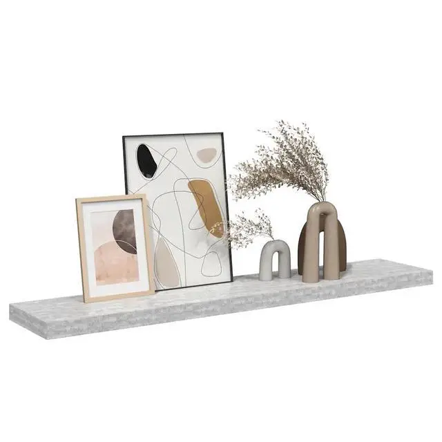 Alt view image 17 of 19 - vidaXL Floating Wall Shelf Concrete Gray MDF Hanging Storage Display Organizer