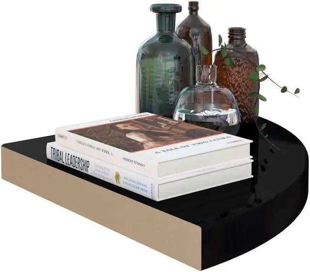 Alt view image 9 of 11 - vidaXL Wall Corner Shelves Floating Corner Shelf 2 Pcs High Gloss Black MDF
