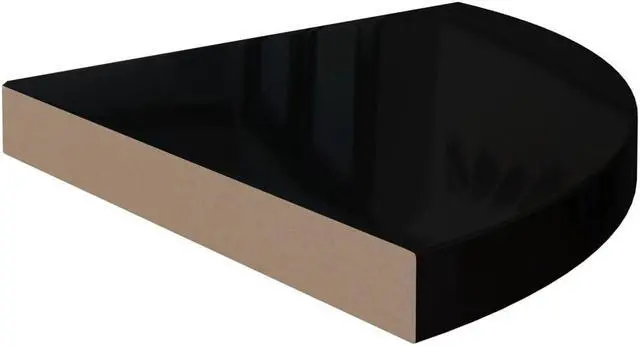 Alt view image 11 of 11 - vidaXL Wall Corner Shelves Floating Corner Shelf 2 Pcs High Gloss Black MDF