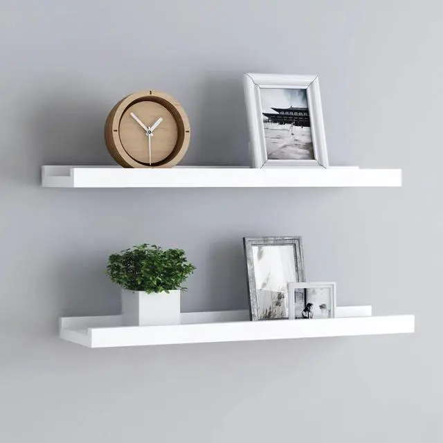 Alt view image 8 of 14 - vidaXL Wall Shelves Floating Display Shelves Wall Mounted 2 Pcs White 23.6"