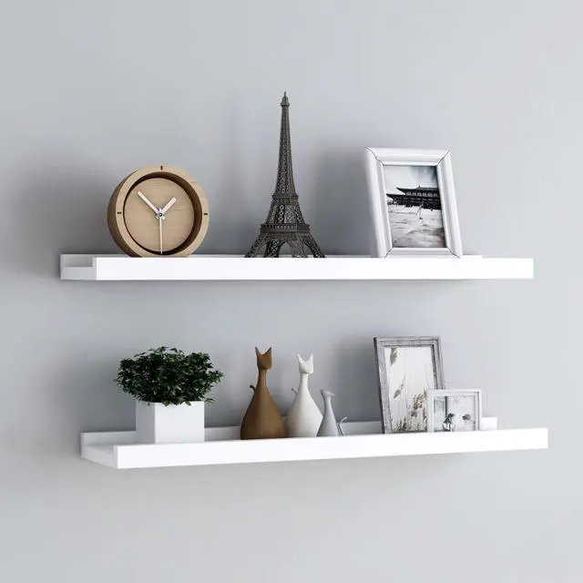 Alt view image 14 of 17 - vidaXL Wall Shelves Floating Display Shelves Wall Mounted 2 Pcs White 31.5"