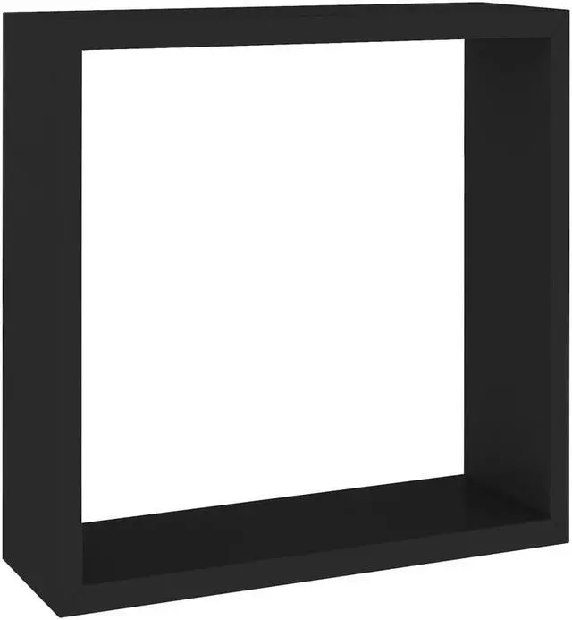 Alt view image 8 of 10 - vidaXL Wall Cube Shelves 3 pcs Black MDF