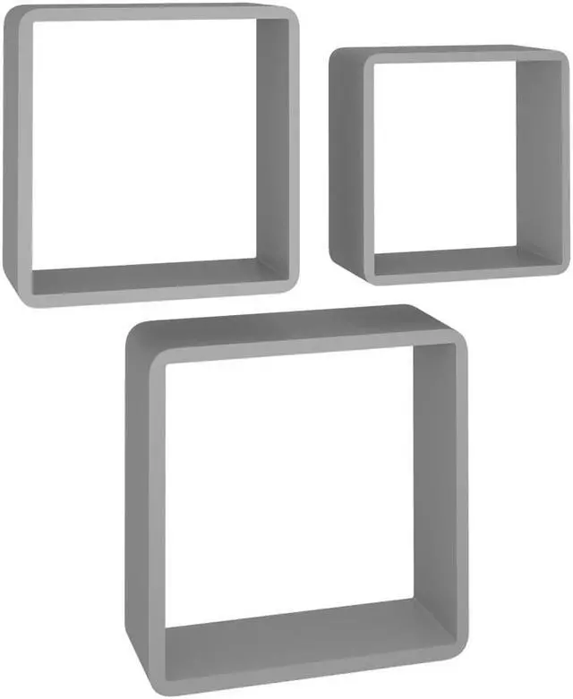 Alt view image 18 of 19 - vidaXL wall cube shelves Floating Cube Shelves Display Shelves 3 Pcs Gray