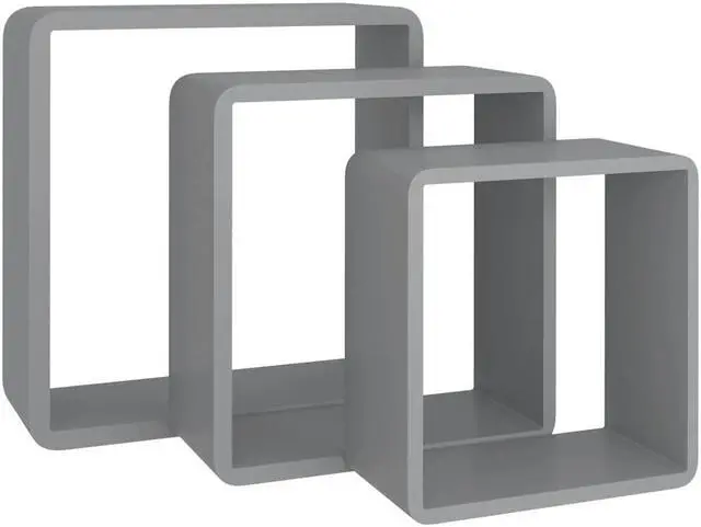 Alt view image 16 of 19 - vidaXL wall cube shelves Floating Cube Shelves Display Shelves 3 Pcs Gray