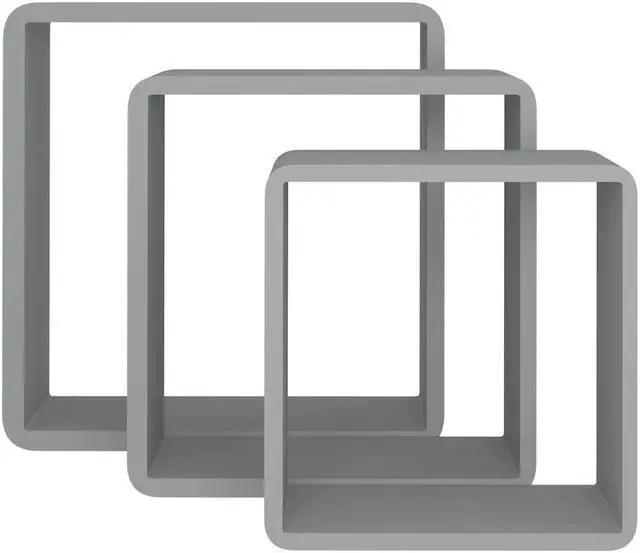 Alt view image 17 of 19 - vidaXL wall cube shelves Floating Cube Shelves Display Shelves 3 Pcs Gray