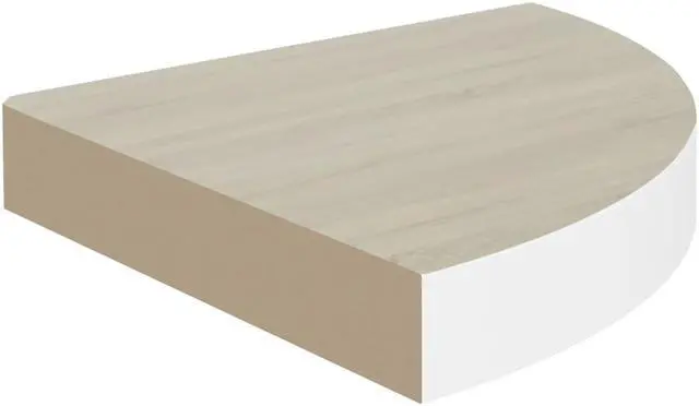 Alt view image 17 of 17 - vidaXL Wall Corner Shelf Floating Corner Shelf Display Shelf Oak and White MDF