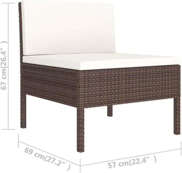 Alt view image 5 of 7 - vidaXL Patio Lounge Set 6 Piece Sofa with Cushions Cream Solid Acacia Wood