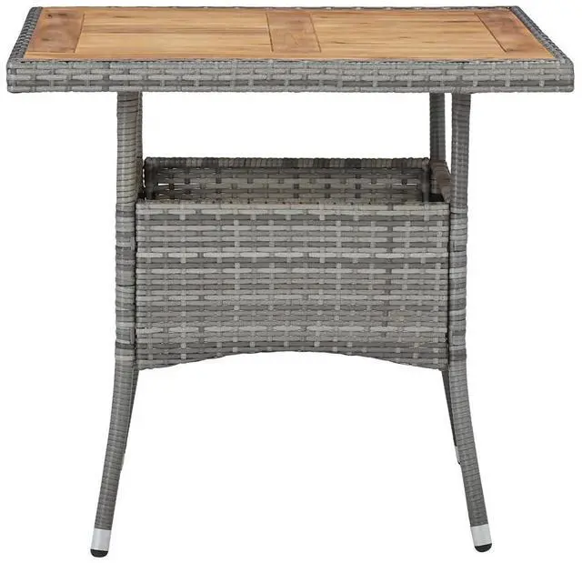 Alt view image 9 of 13 - vidaXL 3 Piece Garden Dining Set Gray Poly Rattan and Acacia Wood
