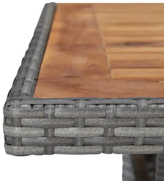 Alt view image 10 of 13 - vidaXL 3 Piece Garden Dining Set Gray Poly Rattan and Acacia Wood