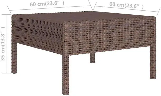 Alt view image 5 of 7 - vidaXL Garden Lounge Set Patio Sectional Sofa Couch 9 Piece Poly Rattan Brown