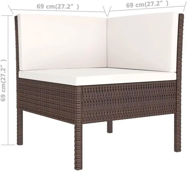 Alt view image 4 of 7 - vidaXL Patio Lounge Set Outdoor Sectional Sofa Set 12 Piece Poly Rattan Brown