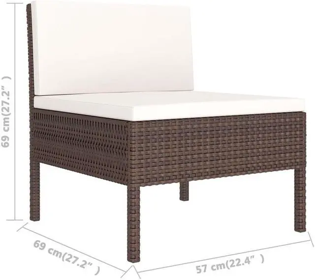 Alt view image 4 of 7 - vidaXL Patio Lounge Set 14 Piece Sectional Sofa for Outdoor Poly Rattan Brown