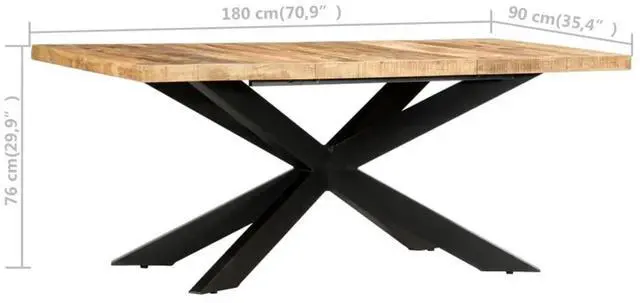 Alt view image 4 of 7 - vidaXL Solid Rough Mango Wood Dining Table Wooden Kitchen Dinner Furniture