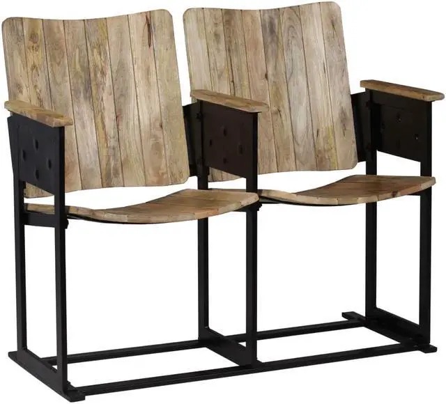 Alt view image 8 of 15 - vidaXL 2-Seater Bench Solid Mango Wood and Steel