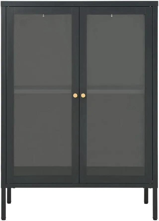 Alt view image 16 of 18 - vidaXL Sideboard Side Table End Table for Living Room Anthracite Steel and Glass
